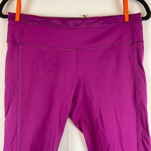 Lululemon Run For Days Cropped Leggings 8 Regal Plum Camo Trim Zipper Pocket - Picture 3 of 11